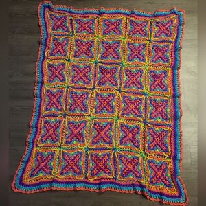 Neon Granny Square Color Crochet Blanket